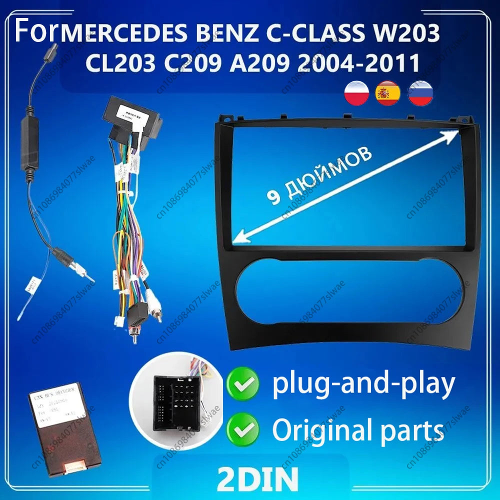 9 inch For MERCEDES BENZ C-CLASS W203 CL203 C209 A209 2004-2011 Car Radio Fascias stereo P