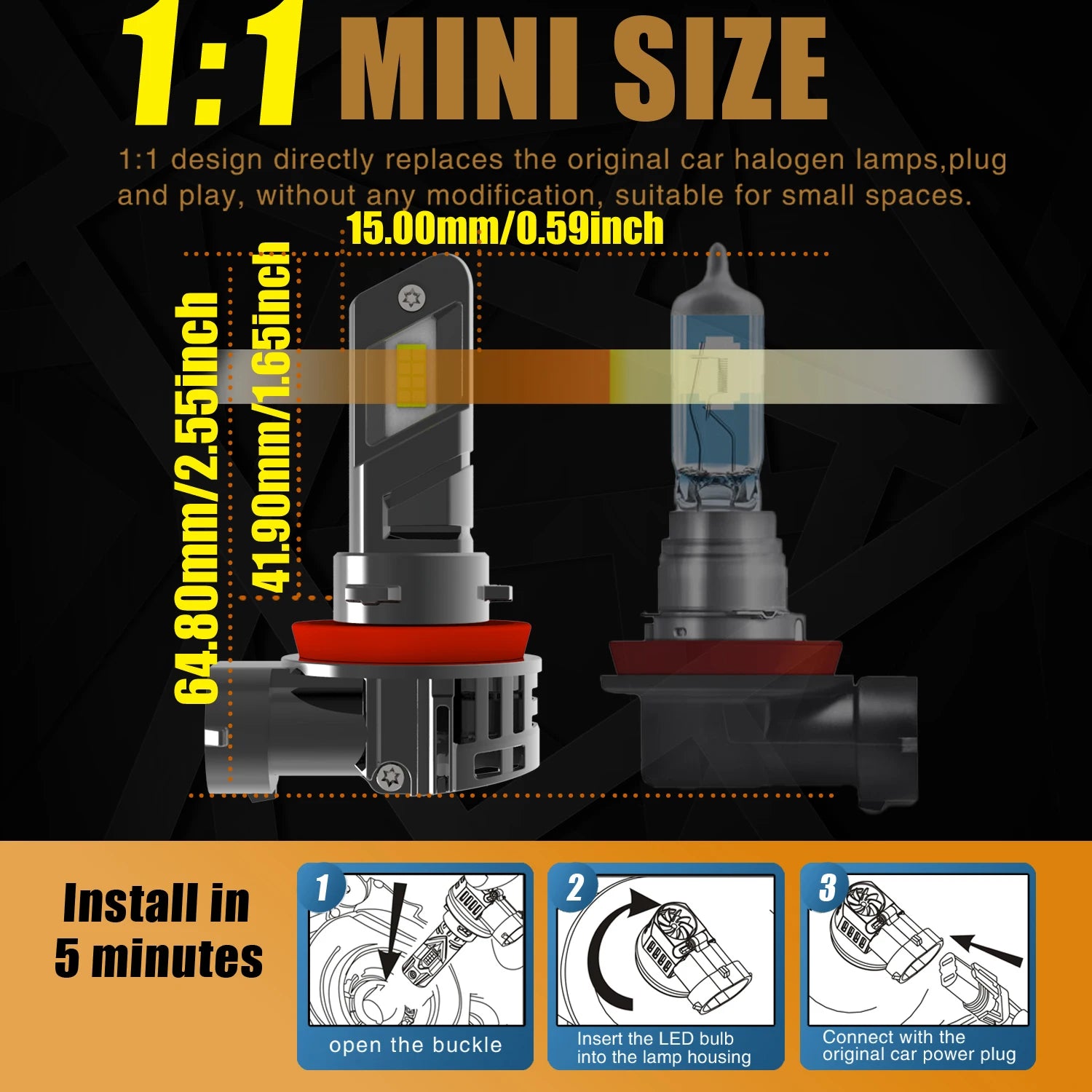 H11 H8 Led Fog Lights Headlight Canbus H16 H9 Car Bulb 6000K Driving Running Lamp 12v 55w