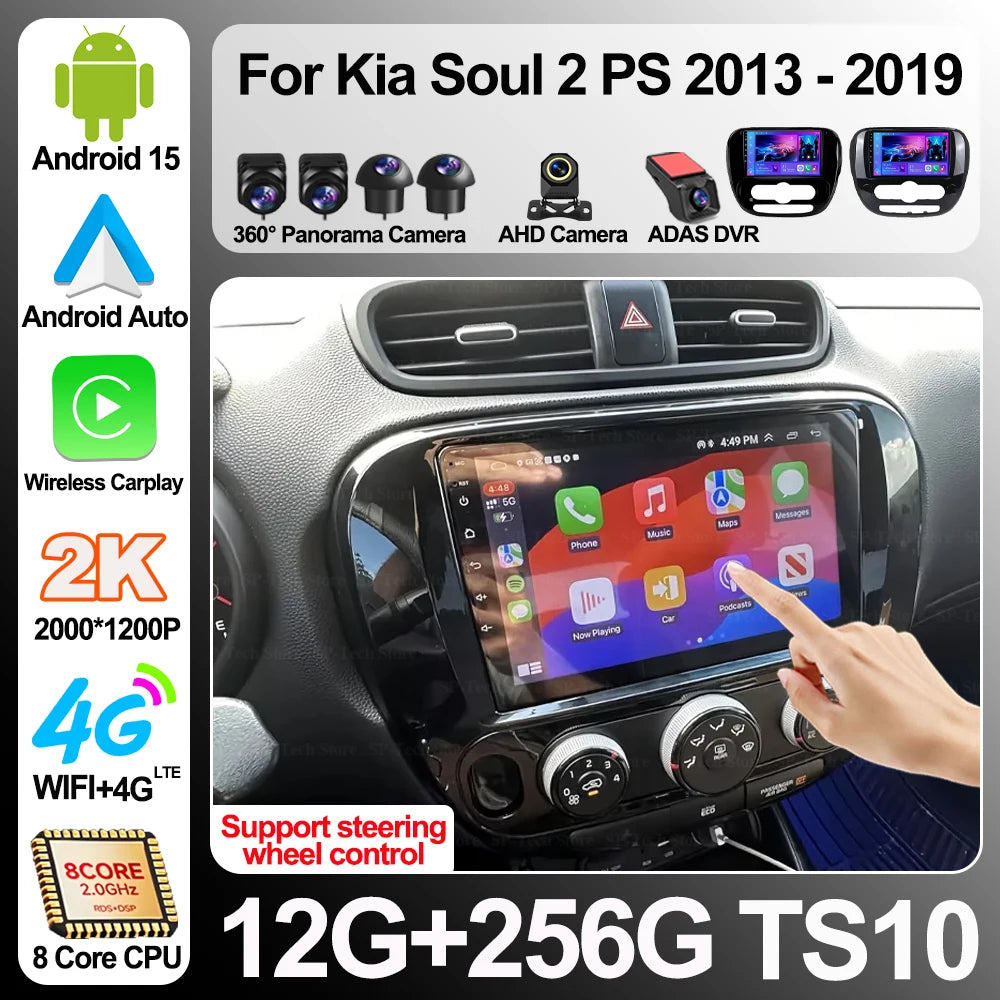 Android 16 For Kia Soul 2 Ps 2013-2019 Carplay Auto Wifi Car Radio Multimedia Video Player | AUTOKITSHOP