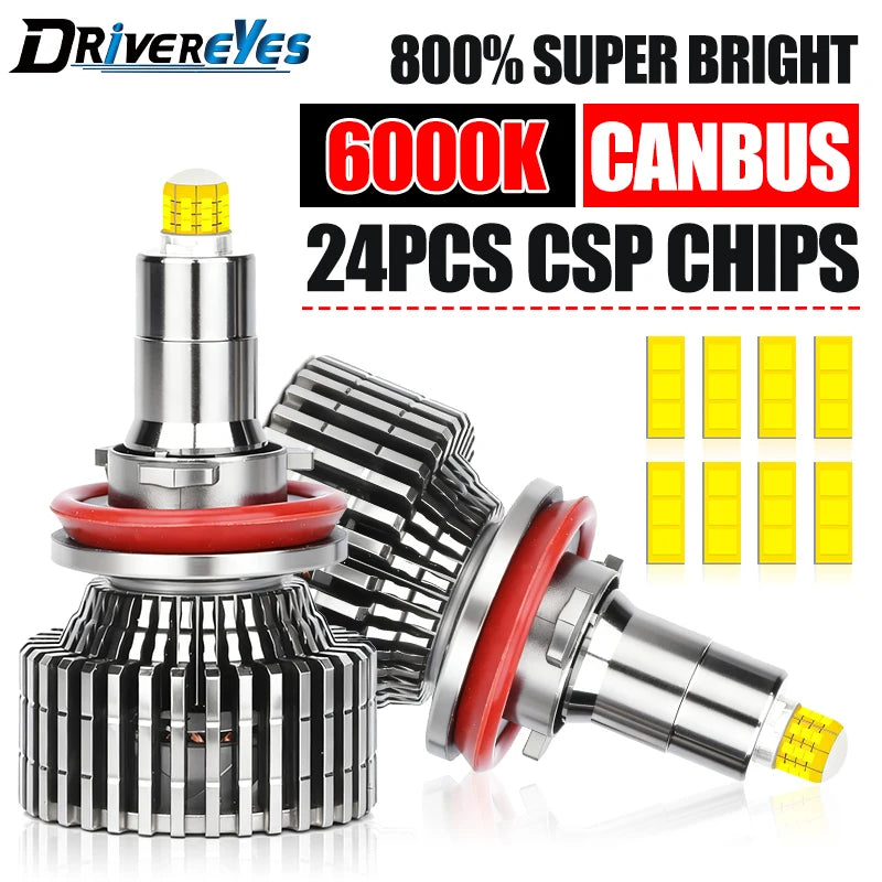 Drivereyes H7 H11 H1 LED Car Headlights H8 H9 9005 HB3 9006 HB4 9012 HIR2 6000K 12V Canbus