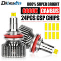 Drivereyes H7 H11 H1 LED Car Headlights H8 H9 9005 HB3 9006 HB4 9012 HIR2 6000K 12V Canbus