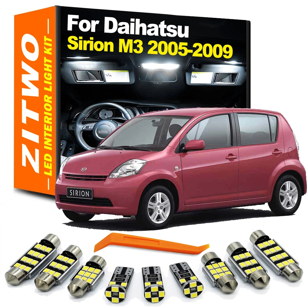 ZITWO 8Pcs LED Bulb Interior Indoor Light Kit For Daihatsu Sirion M3 2005 2006 2007 2008 2009 Dome Map Trunk Lamp Accessories