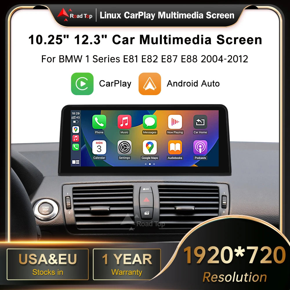 CN RoadTop Wireless CarPlay Android Auto For BMW Series 1 E81 E82 E87 E88 CCC CIC System M
