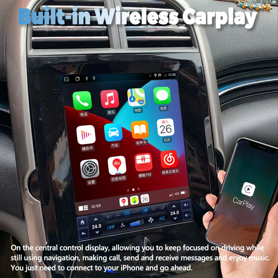 GPS CarPlay Android 15 Car Screen For Chevrolet Malibu XL 2012 2013 2014 2015 Radio Multim