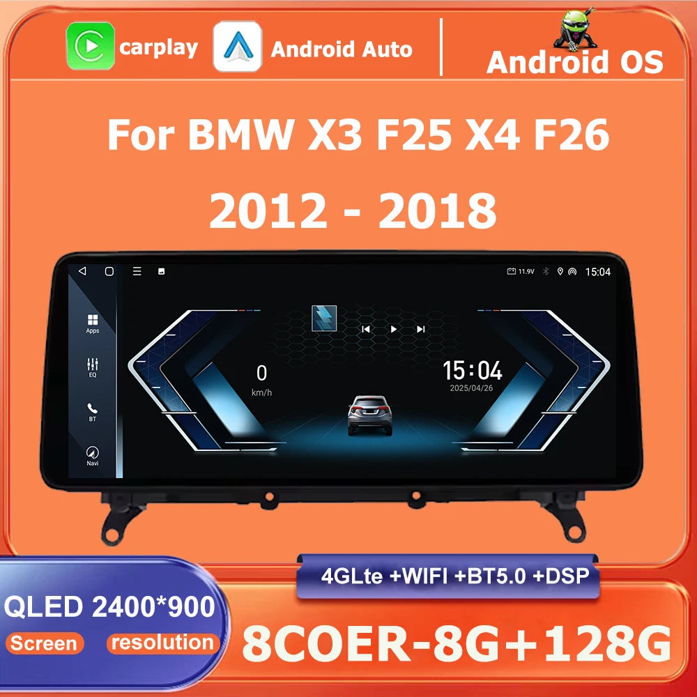 12.3" Car Radio Multimedia Player Android 16 For BMW X3 F25 X4 F26 2012 - 2018 CIC NBT EVO