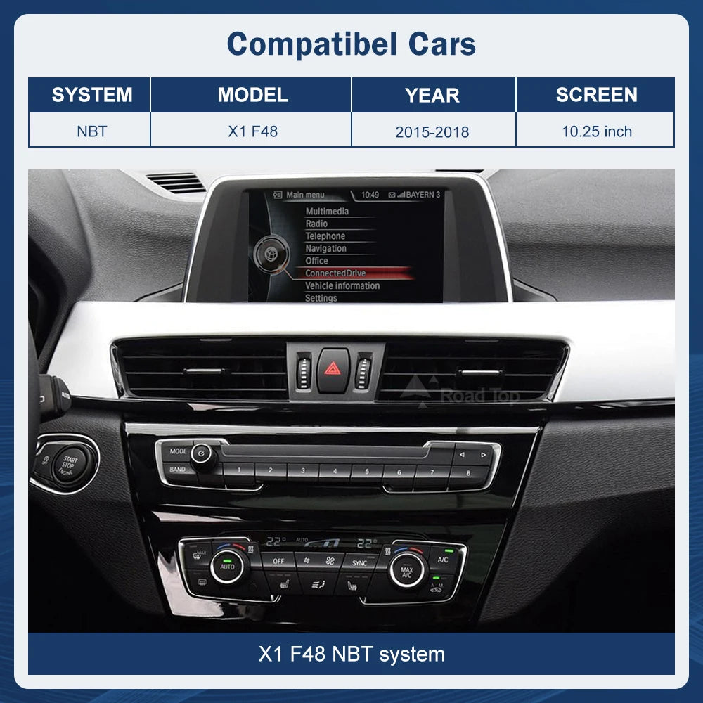 CN 10.25 Multimedia Display For BMW X1 F48 2015-2018 NBT Touch Screen Wireless Carplay And | AUTOKITSHOP