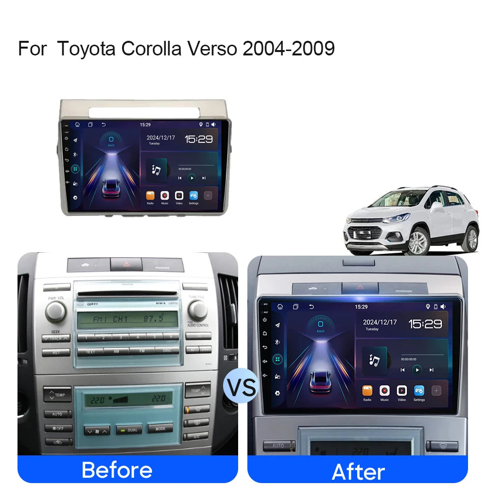 For Toyota Corolla Verso 2004-2009 CarPlay 4G Car Android Auto Radio Stereo Multimedia Pla