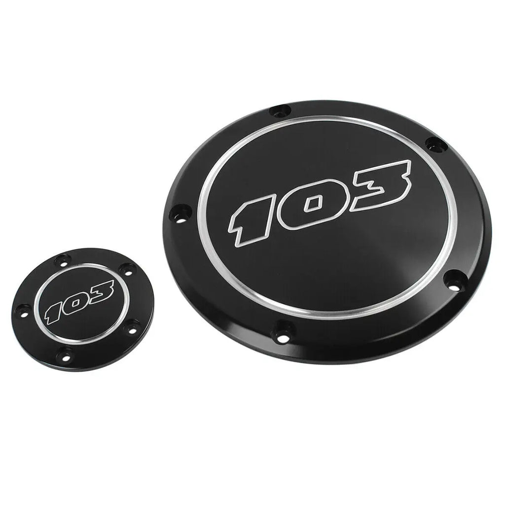 Black 103 Engine Derby Timing Clutch Side Cover Set Fit For Harley Softail Touring Dyna Road Kin - Automotive LED Light