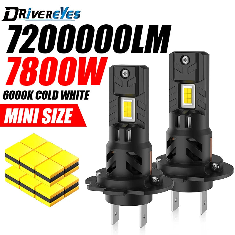 7800W H7 LED Light 7200000LM CANbus 12PCS 7035 CSP Led Headlamp 1:1 Mini Size Universal 60