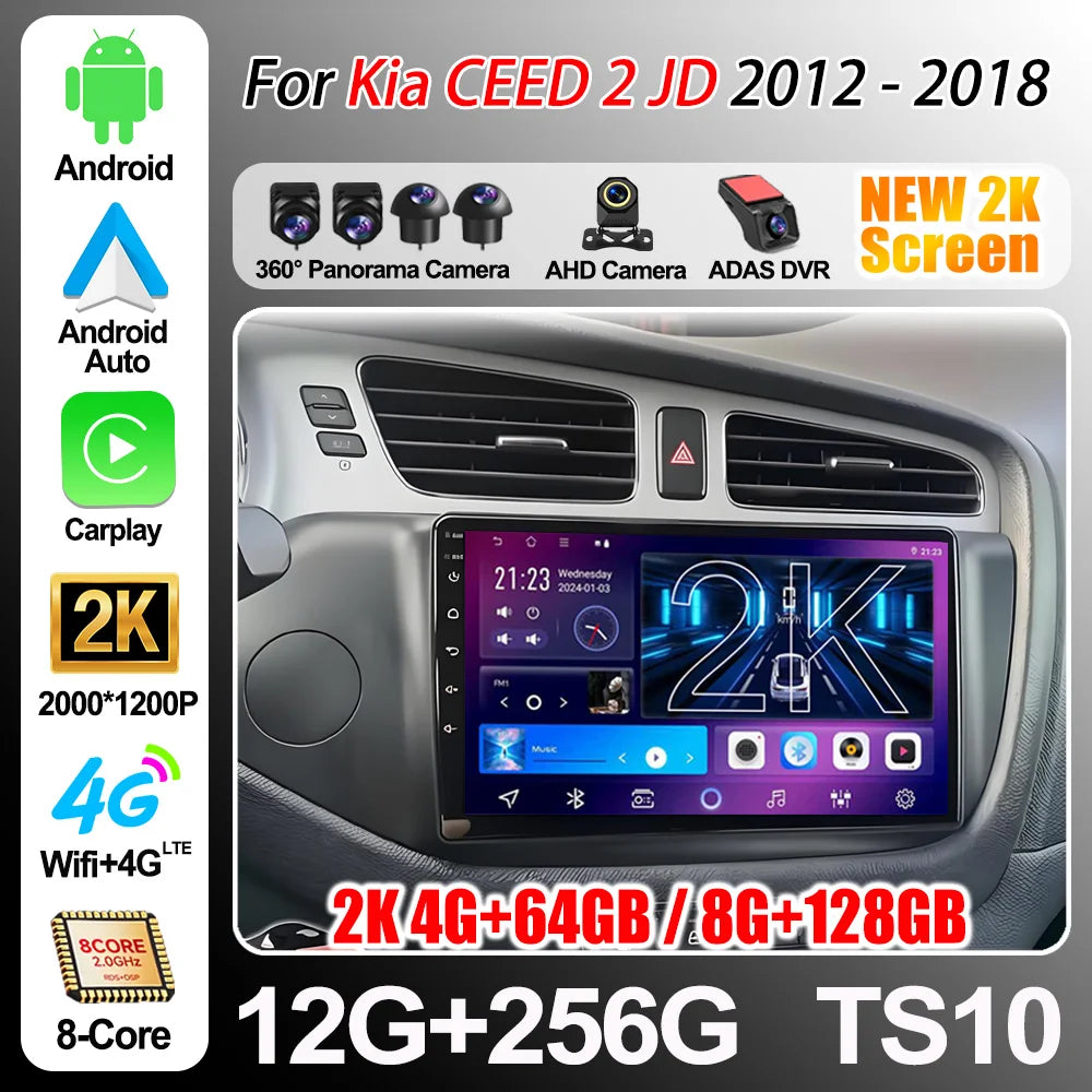 Car Radio Android 16 For Kia Ceed 2 Jd 2012 2013 2014 2015 2016 2017 2018 Multimedia Video | AUTOKITSHOP