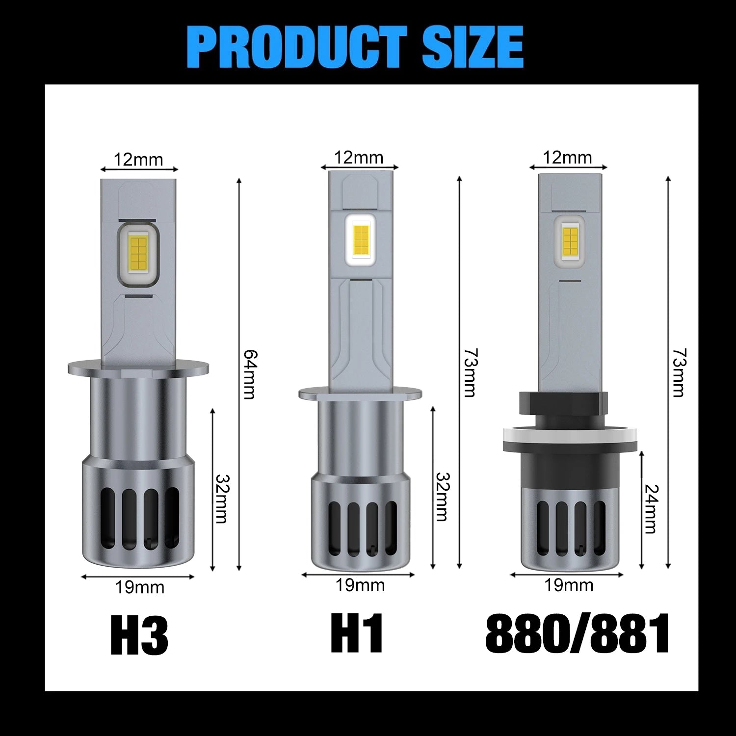 XSTORM H1 H3 LED Headlight Bulb Mini 60W 20000LM 6500K CSP for Car Headlamp High Beam Ligh