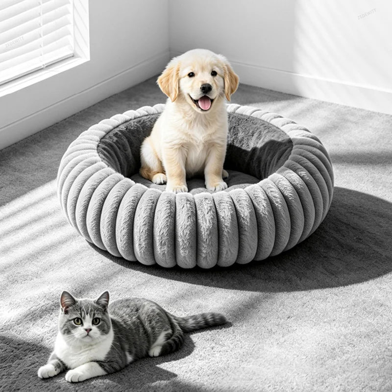 Electric Heating Plush Pet Sofa Bed Winter Warm Round Cat Dog Bed Smart Timed Temperature Contro - Automotive LED Light