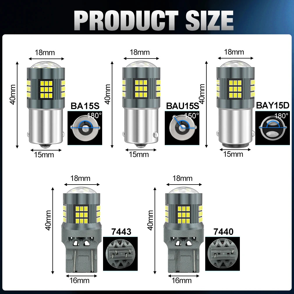 1156 BA15S P21W Led Light Canbus 2016 SMD BAU15S PY21W 7440 W21W WY21W T20 7443 W21 Revers