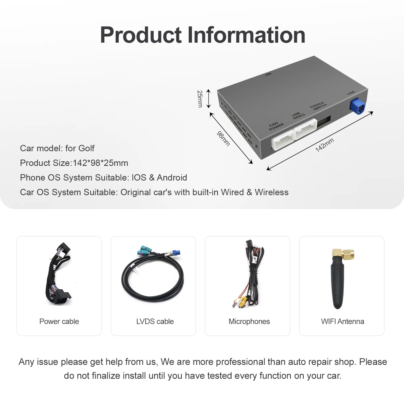 Wireless Carplay Android Auto Module Box for VW Volkswagen Skoda Octavia A5 Golf 7 Polo Pa