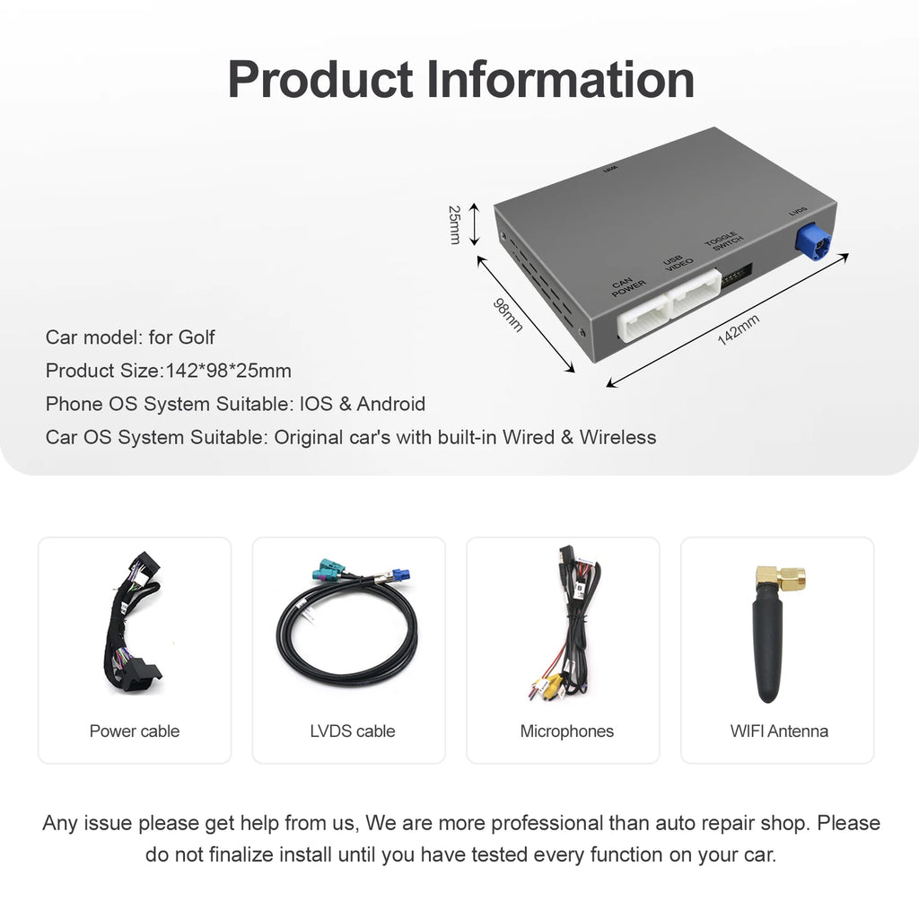 Wireless Carplay Android Auto For Volkswagen Golf 7 With MIBI System Multimedia Accessory