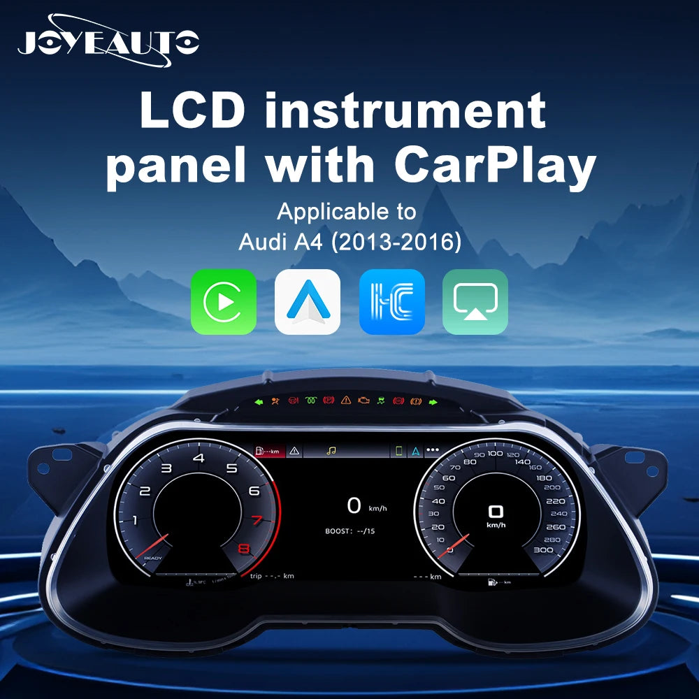12.3" Car Digital Instrument Panel for 2013-2016 Audi A4 Dashboard Odometer Speedometer VirtualCluster - CarPlay Android