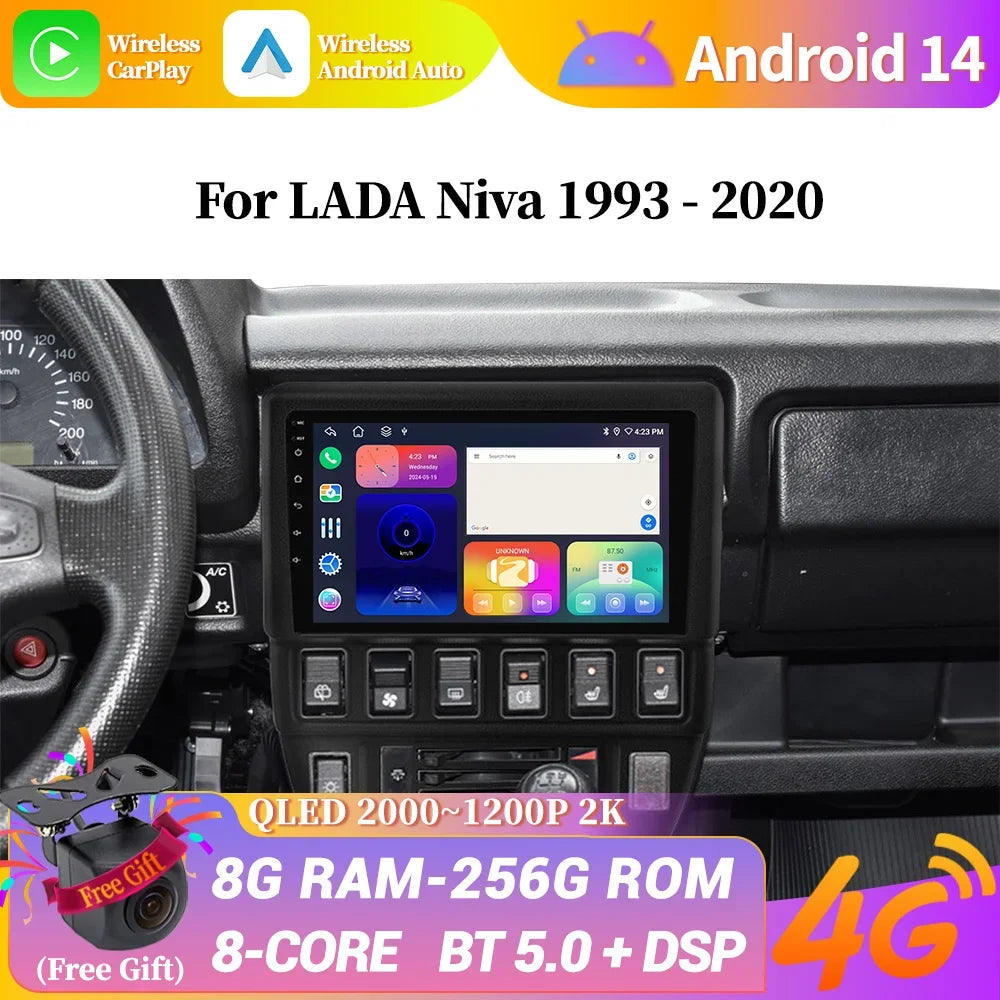 Car Android 14 For LADA Niva 1993 - 2020 Car Multimedia Mobile Control Screen 4G Wifi GPS
