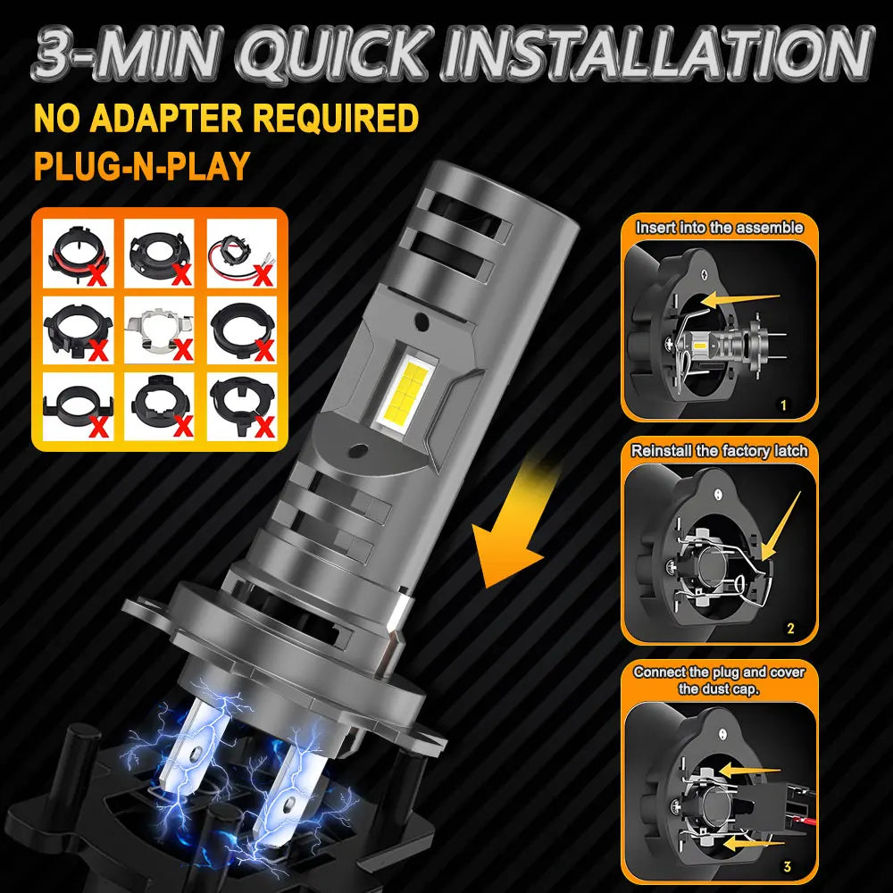 H7 Car Headlights LED Lights for Car CSP Headlight Bulb 6000K White Day Running Automobile