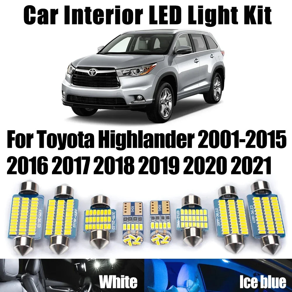 LED Interior Light Kit for Toyota Highlander 2001- 2018 - Canbus Dome Map Door Trunk Bulbs | AUTOKITSHOP