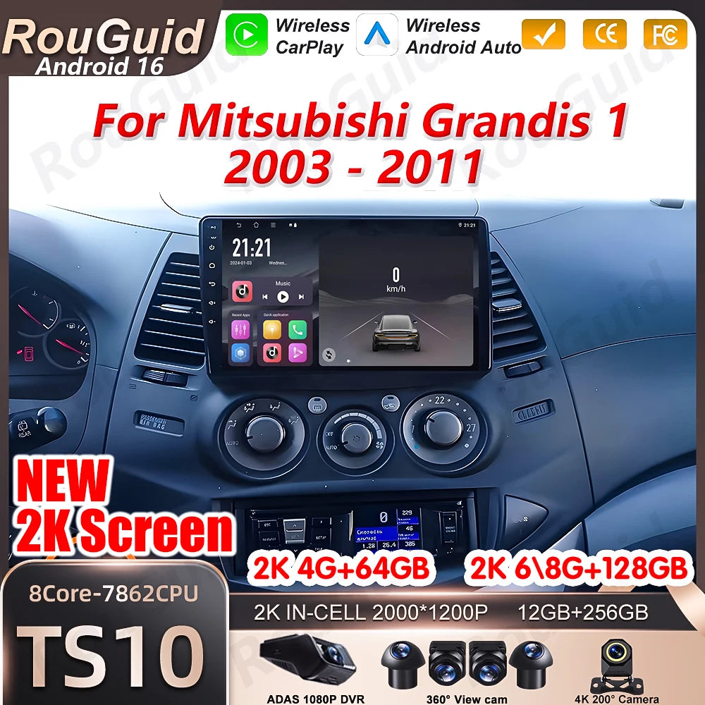 Android 16 Car Radio For Mitsubishi Grandis 1 2003 2004 2005 - 2011 Carplay Multimedia Pla | AUTOKITSHOP