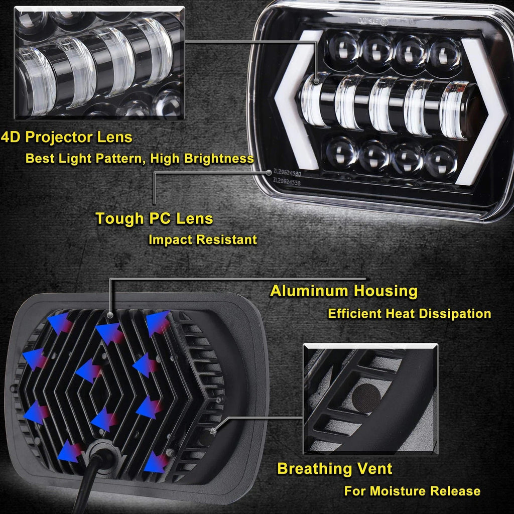 HYNBYZJ 320W 7x6'' 5X7" Waterproof LED Headlight White DRL Amber Turn Signal for Jeep YJ C