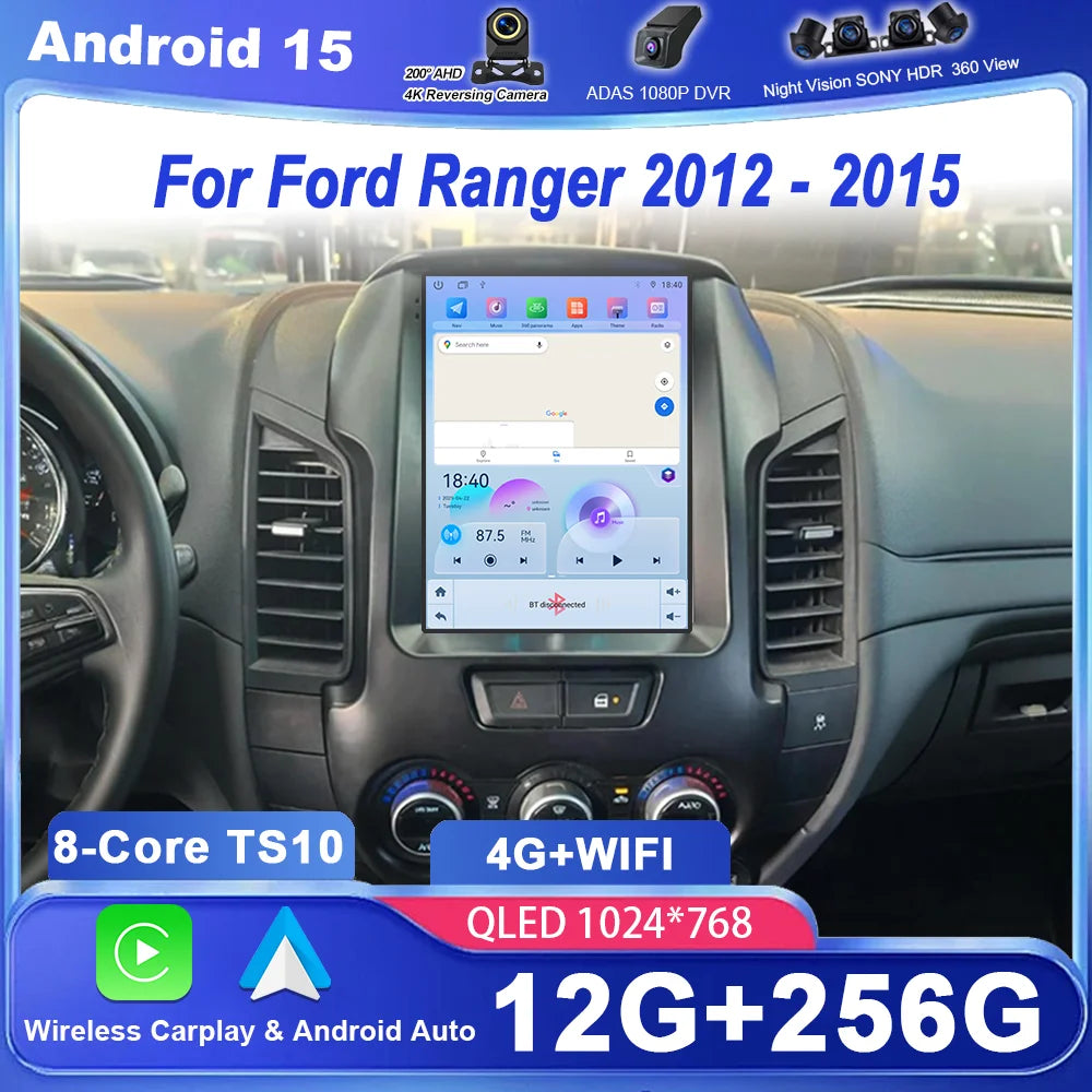 Android 15 Car Radio Stereo Carplay For Ford Ranger 2012 2013 2014 2015 Auto Multimedia Pl