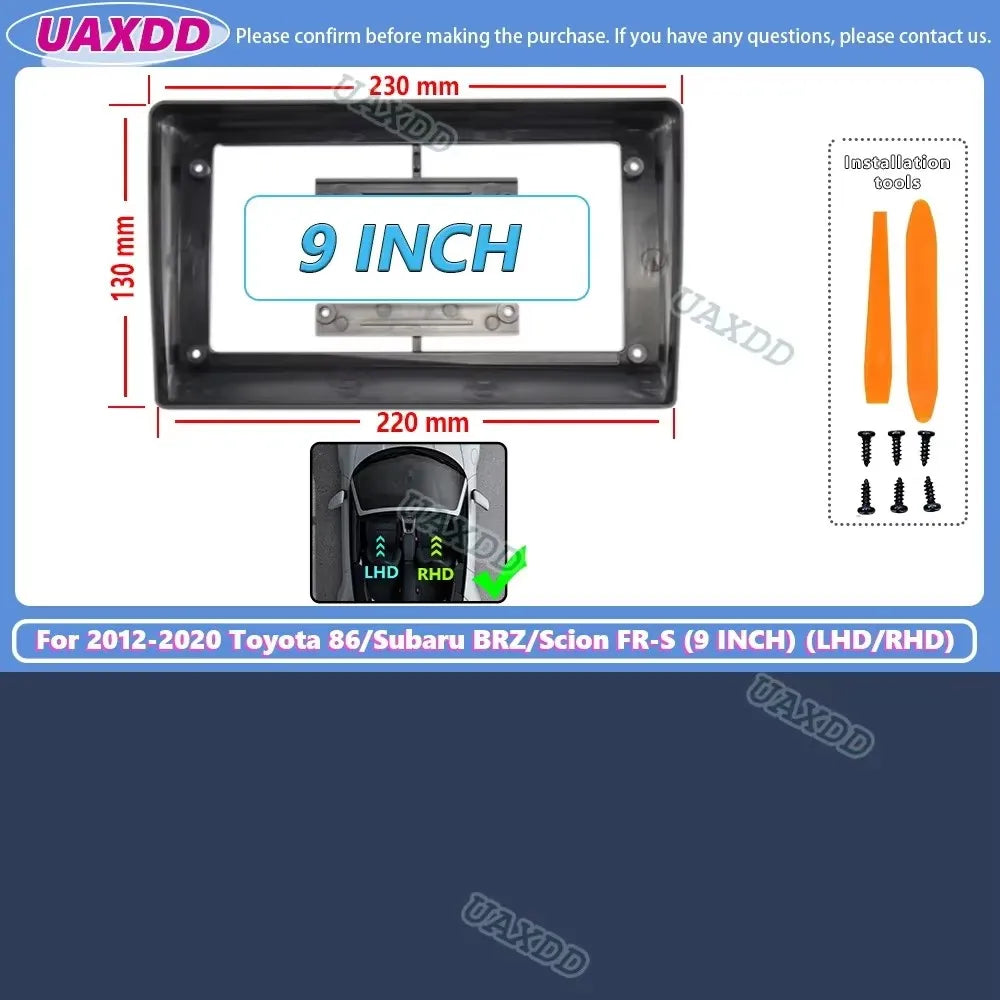 For 2012-2020 Toyota 86 Subaru BRZ Scion FR-S 9INCH 2 Din Car Android frame panel Center f