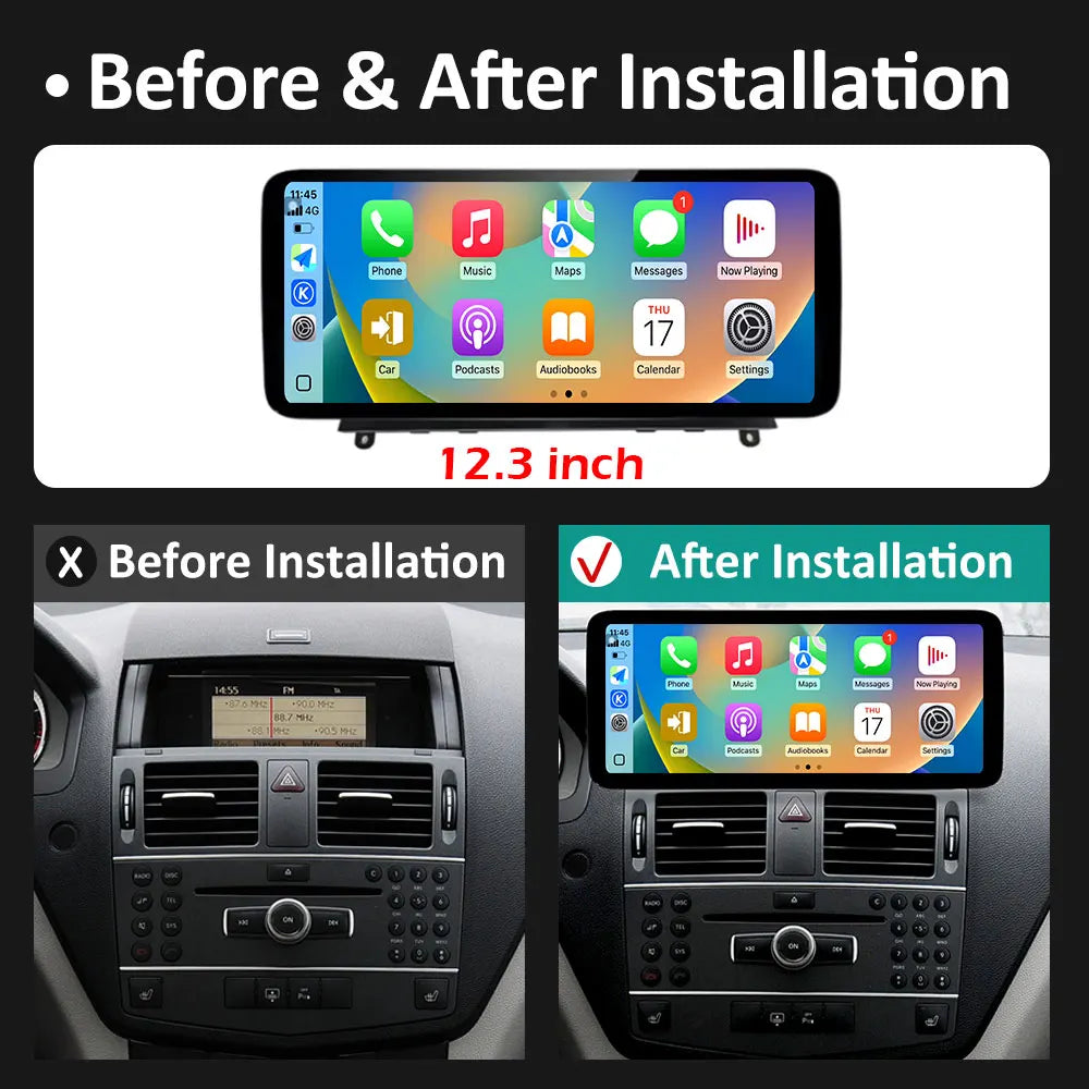 GPS Navi BT FOR BENZ C CALSS W204 2008 2009 - 2010 Wireless Carplay DSP Stereo Android Sys | AUTOKITSHOP