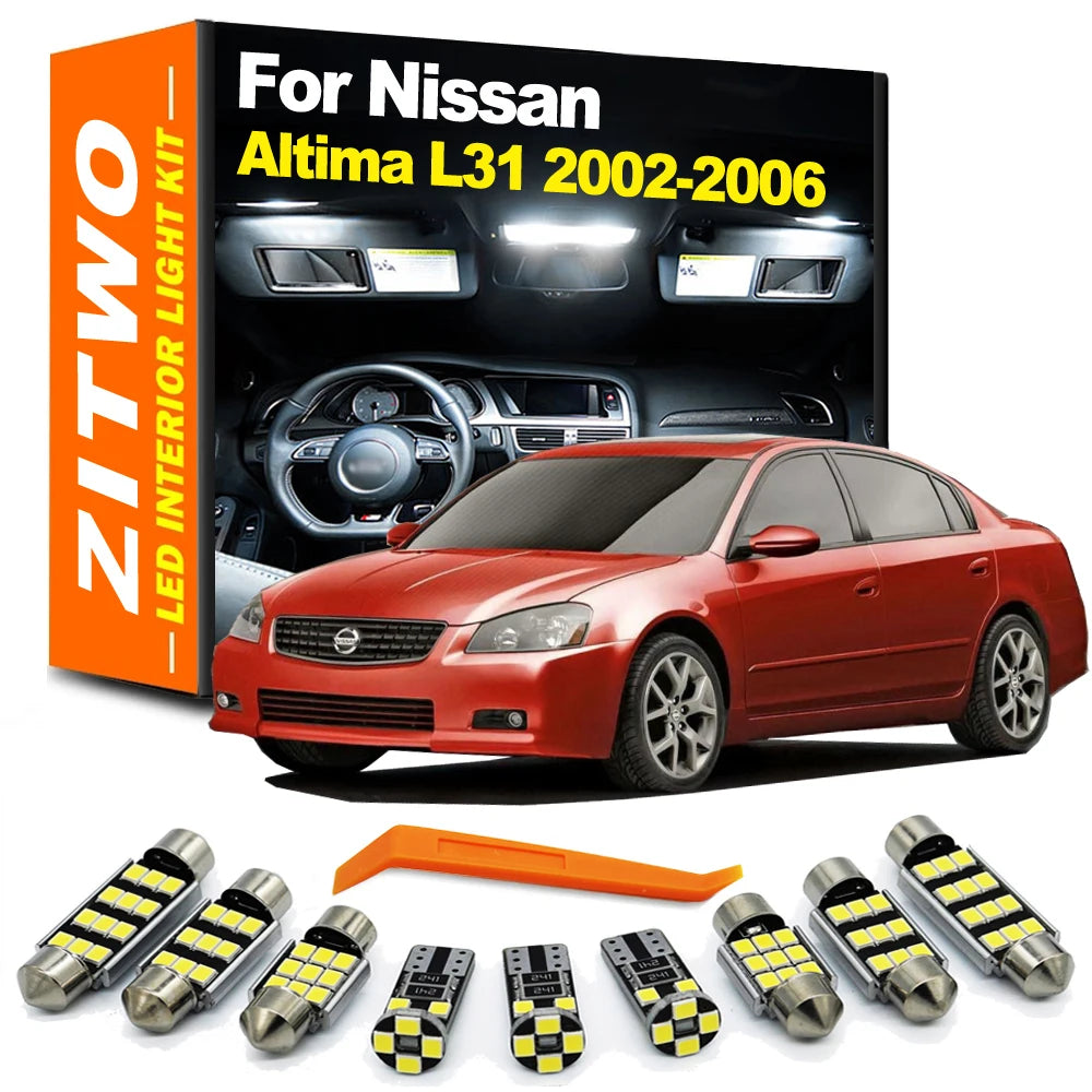 ZITWO 14Pcs For Nissan Altima L31 2002 2003 2004 2005 2006 Car LED Bulb Interior Dome Map Sun Visor Door Trunk Plate Light Kit