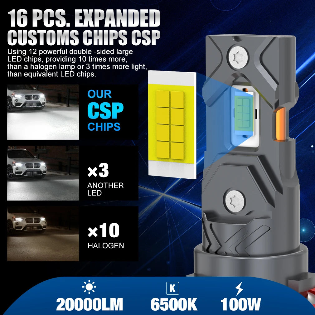 XSTORM H11 LED Light Canbus 9005 HB3 LED Car Headlight 100W 20000LM 6500K Headlight Bulbs
