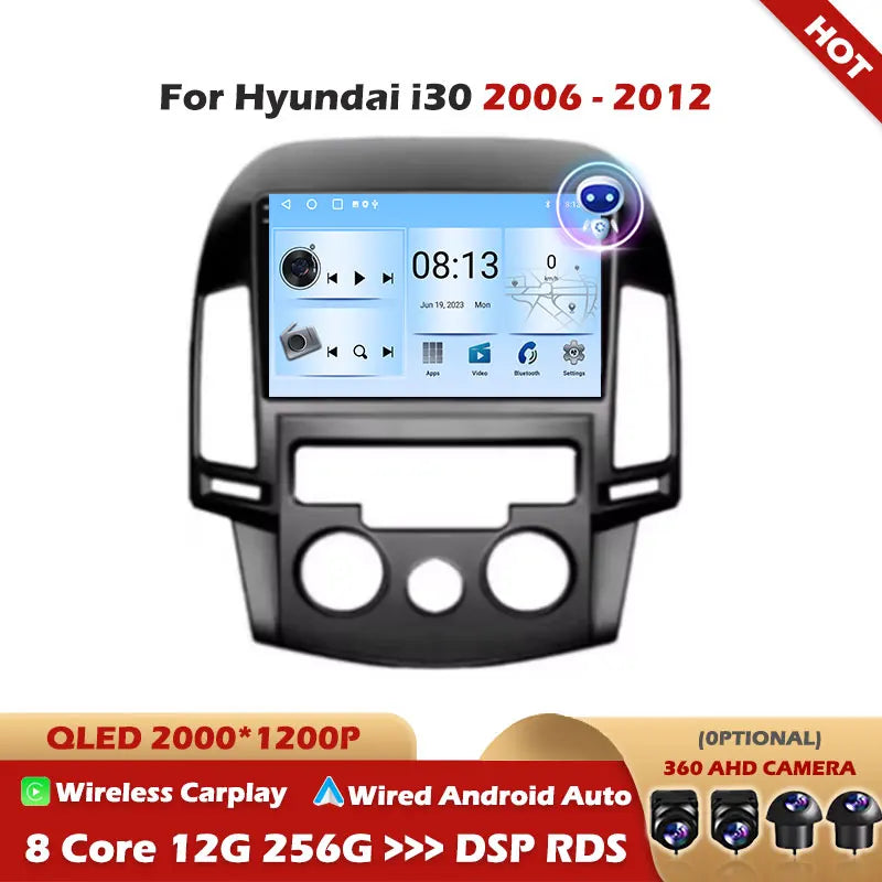 Android 16 For Hyundai I30 2006 - 2012 Autoradio Carplay Auto Wireless Multimedia Automoti