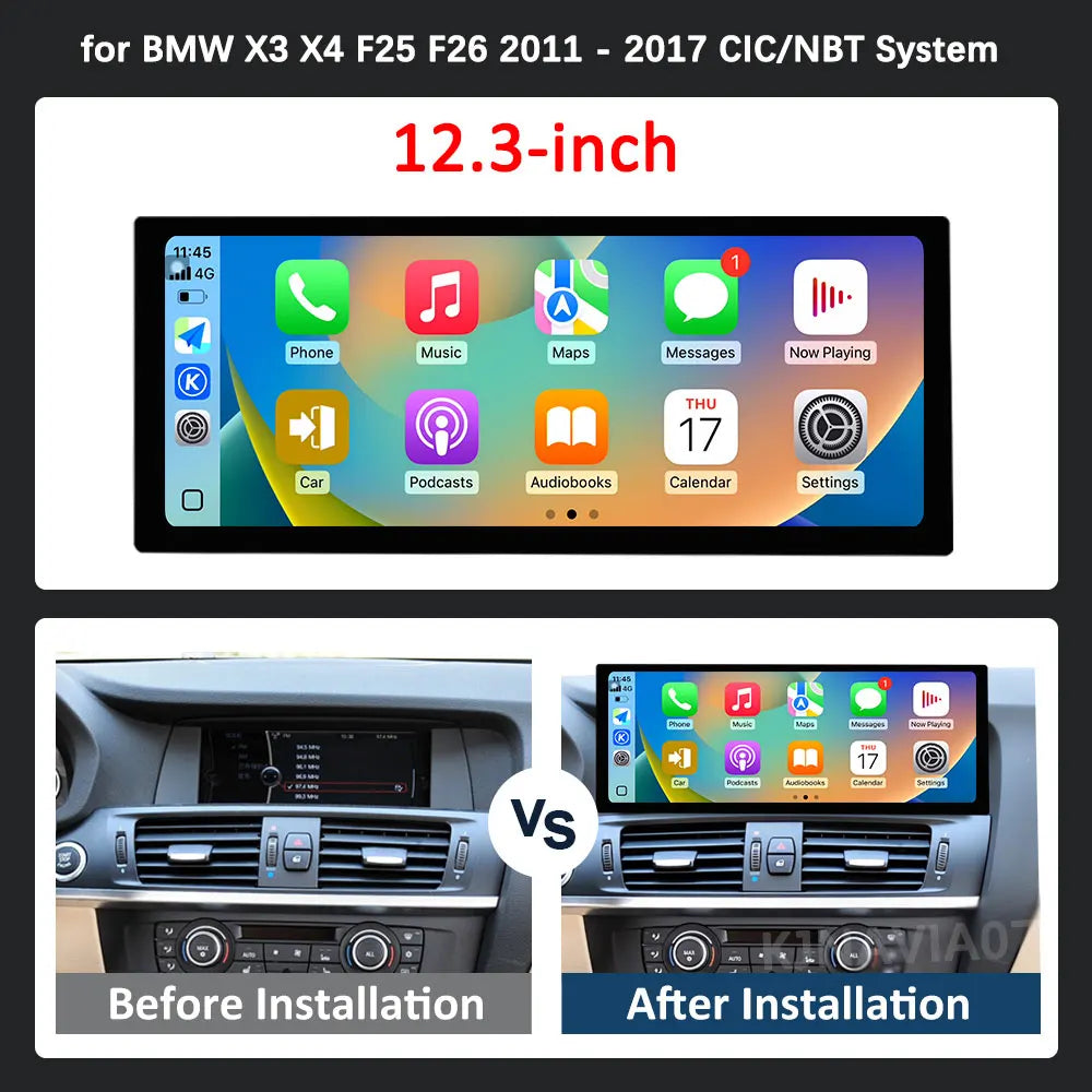 Car Video Radio Multimedia Player Bluetooth for BMW X3 X4 F25 F26 2011 - 2017 CIC/NBT Syst