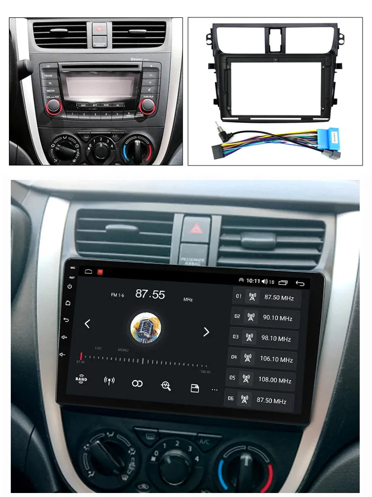 9'' Car Radio Frame Cable Dash Mount Kit for Suzuki Celerio 2015-2018 Android Stereo Plast | AUTOKITSHOP