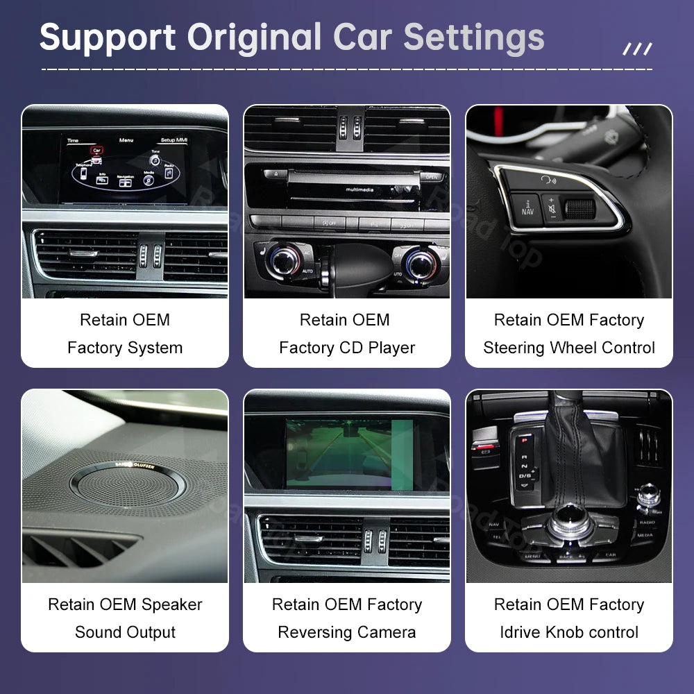 Road Top Radio Multimedia Linux Screen For Audi A4 A5 2009-2015 Wireless CarPlay Android A