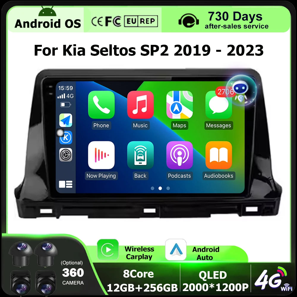 9 Inch For Kia Seltos SP2 2019 - 2023 Android 16 Auto Car Radio Multimedia Video Player GP
