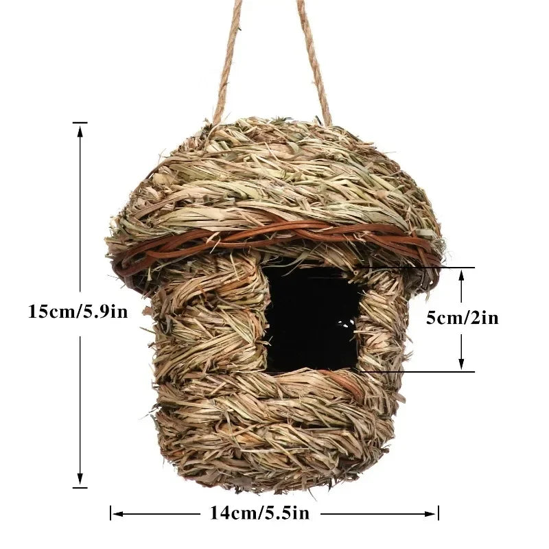 Bird House Outdoor Garden Hanging Bird Nest Hand-woven Straw Bird's Nest Parrot Hatching Breedin - Automotive LED Light