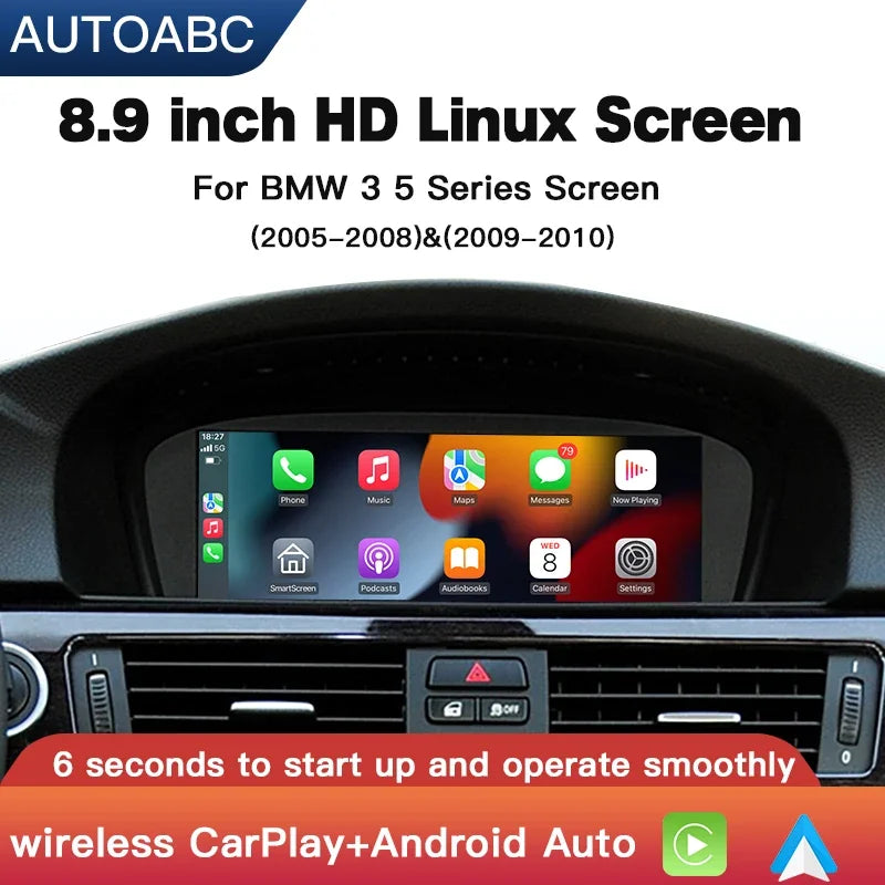 AUTOABC Wireless CarPlay Android Auto Car Multimedia For BMW 5/3 Series E60 E61 E62 E63 E9 | AUTOKITSHOP