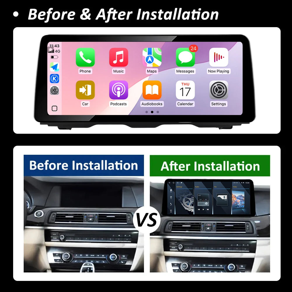 12.3“ Wireless Carplay Android 16 For BMW 5 Series F10 F11 2011-2017 CIC NBT System Car Ra