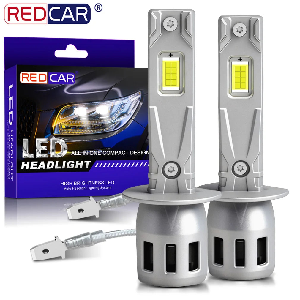 H1 H3 LED Headlight Bulbs CANBUS Lights 16PCS 3570 CSP Chips 6000K White Fog Light with Fa