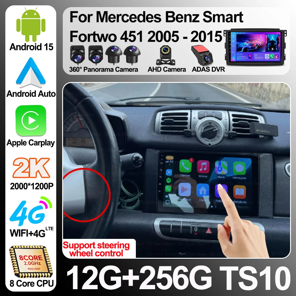 Android 16 Car Radio For Mercedes Benz Smart Fortwo 451 2005 - 2015 Multimedia Video Playe | AUTOKITSHOP