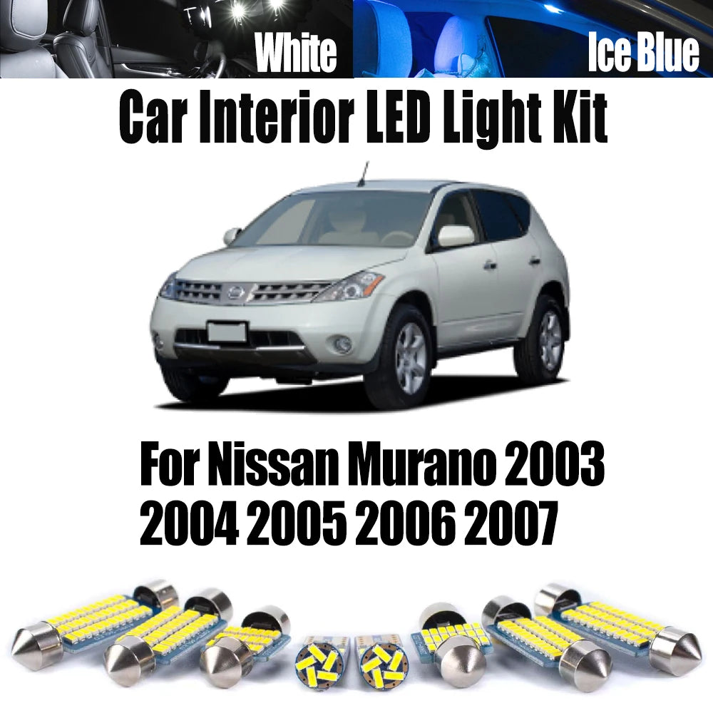 13-Piece LED Interior Light Kit for Nissan Murano 2003 - 2006 - Canbus Dome Map Door Trunk Bulbs | AUTOKITSHOP