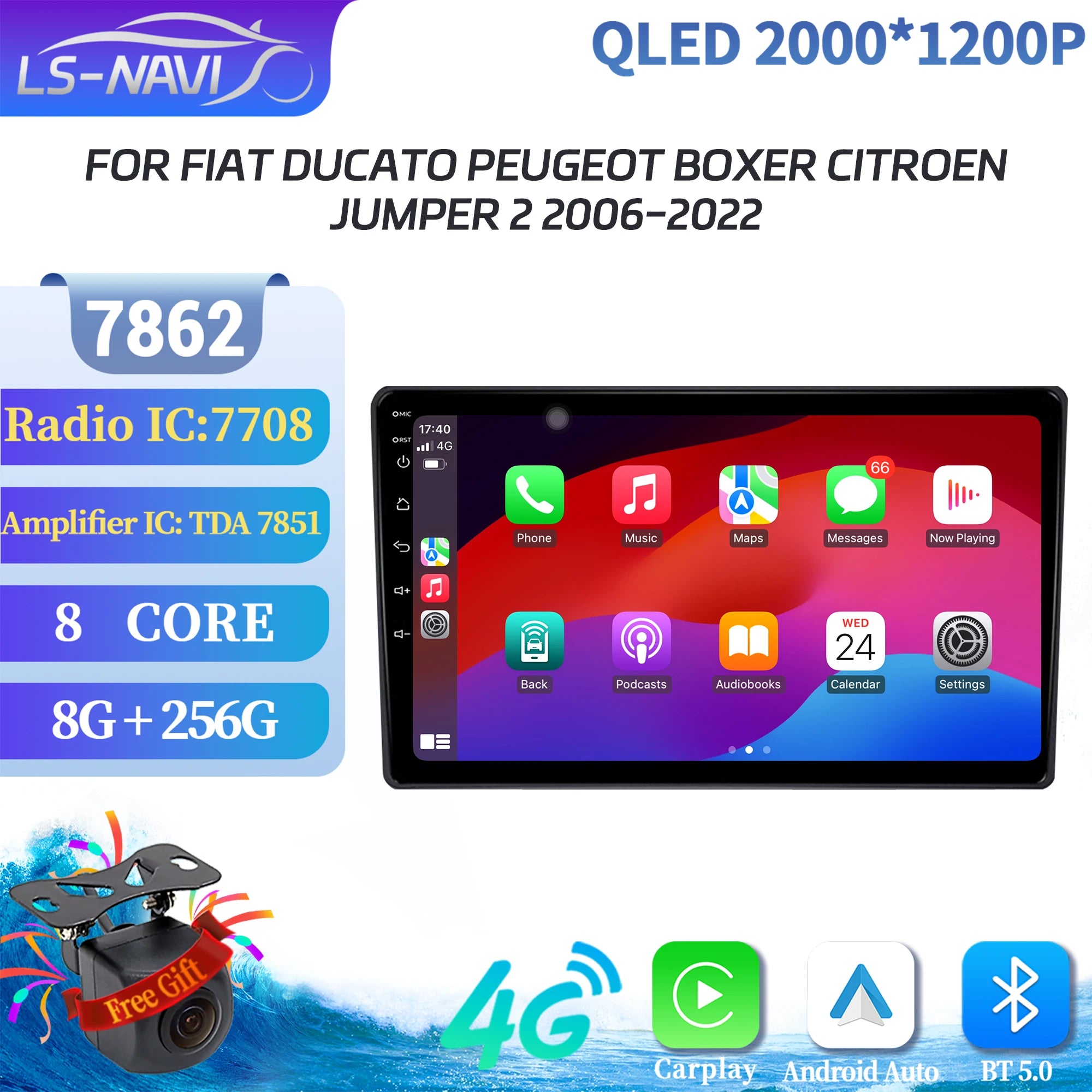 For Fiat Ducato Peugeot Boxer Citroen Jumper 2 2006-2022 Android 14 universal bluetooth ca