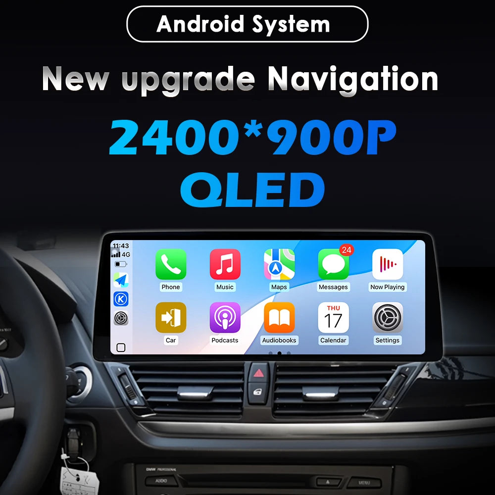 Wireless CarPlay Android 14 Auto Car Multimedia Player For BMW 3 Series E90 E91 E92 withou