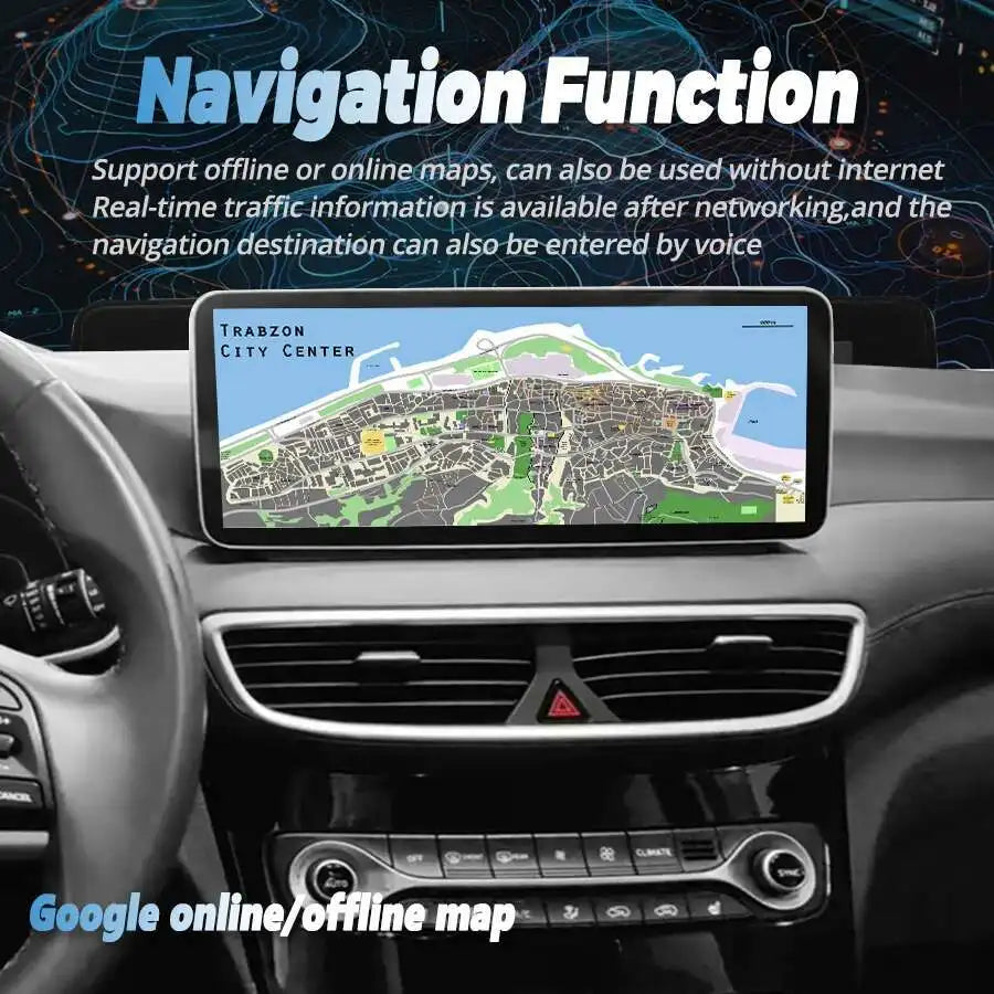 GPS Navi Android 14 NaviRider 12.3'' Blu-ray Screen Car Music Stereo For HYUNDAI TUCSON IX