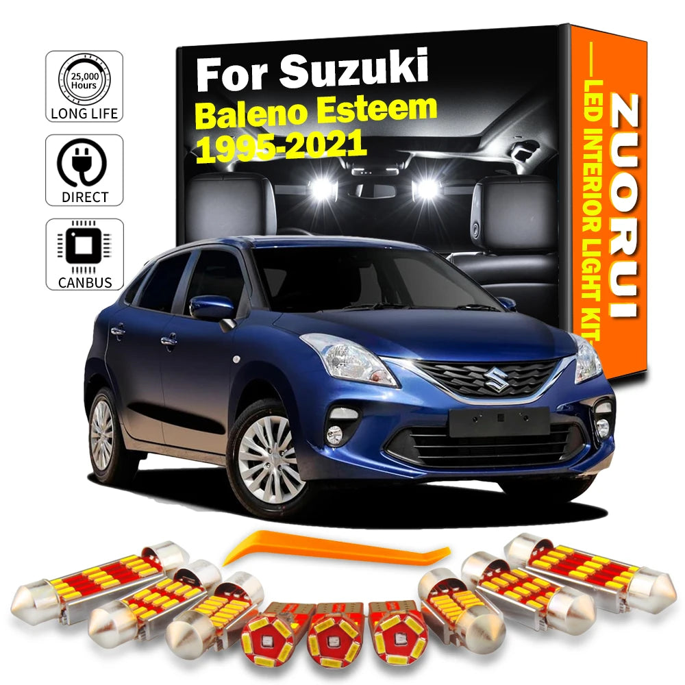 LED Interior Light Kit for Suzuki Baleno Esteem 1995-2015 - Canbus Dome Map Door Trunk Bulbs | AUTOKITSHOP