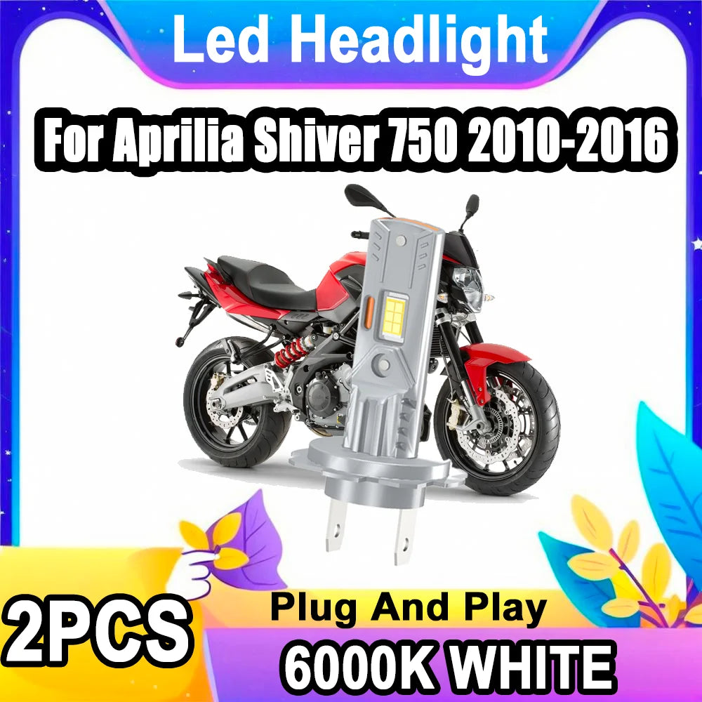 CSP Chips 6000K White H7 LED Motorcycle Headlight Plug And Play For Aprilia Shiver 750 201