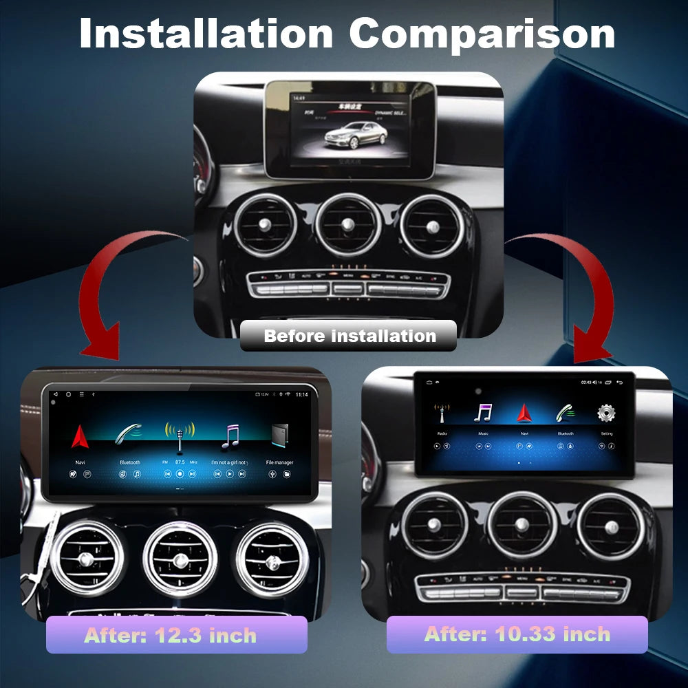 Wireless Carplay/Android Auto 12.3'' Touch screen Multimedia Radio Receiver for Mercedes B