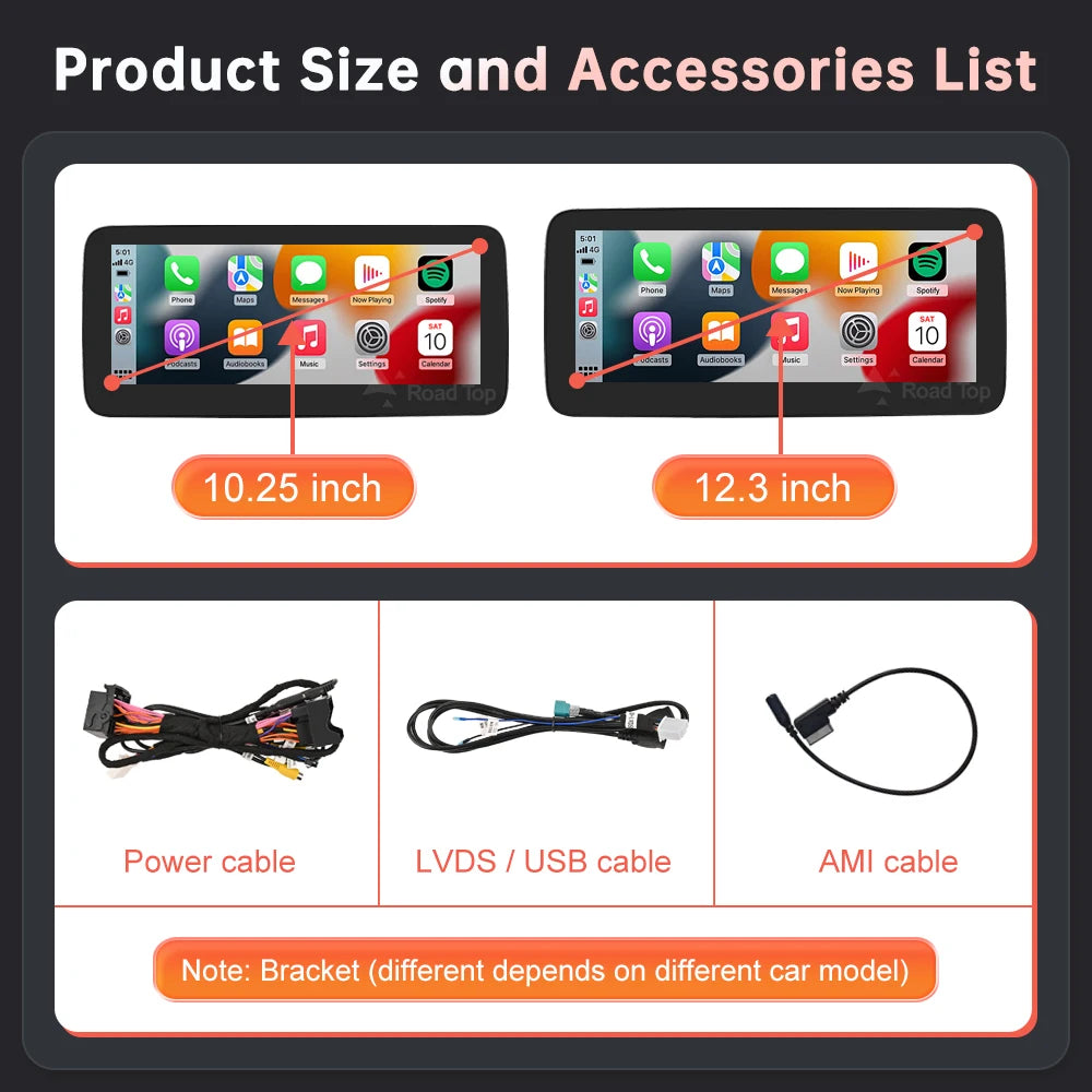 Road Top 12.3' 1920*720 Wireless CarPlay Android Auto Linux Multimedia Touch Screen for Me | AUTOKITSHOP