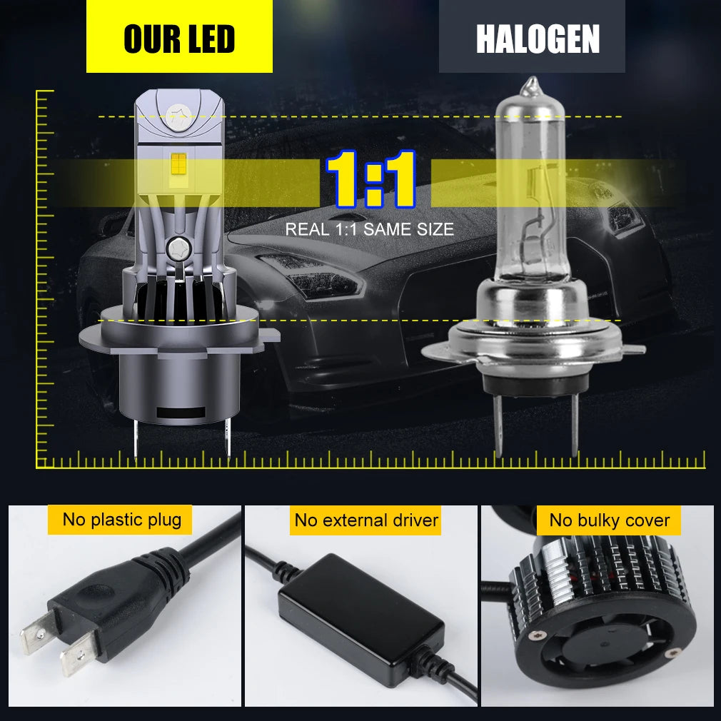 40000LM H7 LED Headlight Bulb Mini Wireless Car Headlamp CSP 130W Auto Diode Lamps H7 Turb