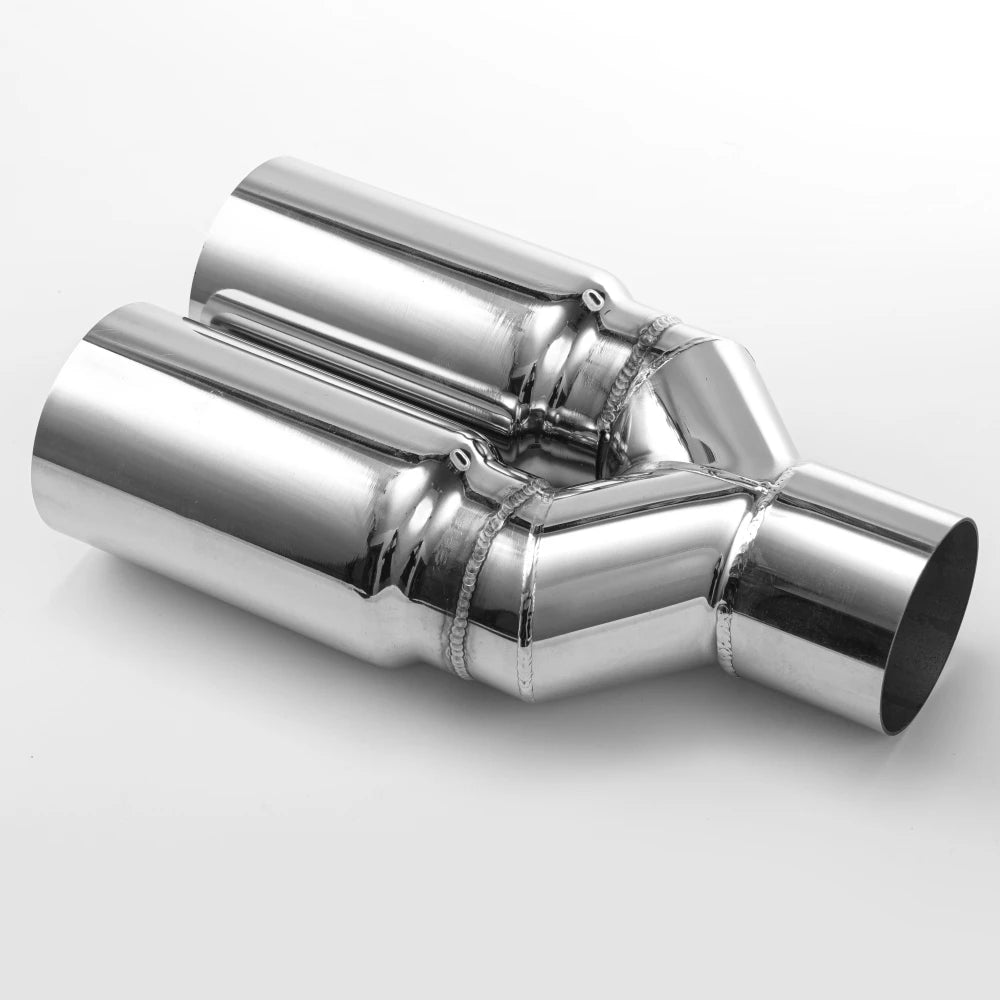 2.5" Inlet 3" Outlet Stainless Steel Exhaust Muffler Tip Pipes Universal - Automotive LED Light